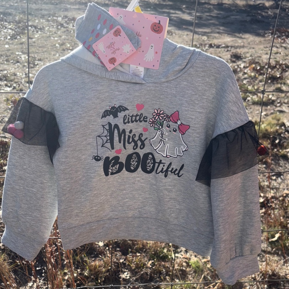 NWT Miss BOOtiful Gray Kids Hoodie